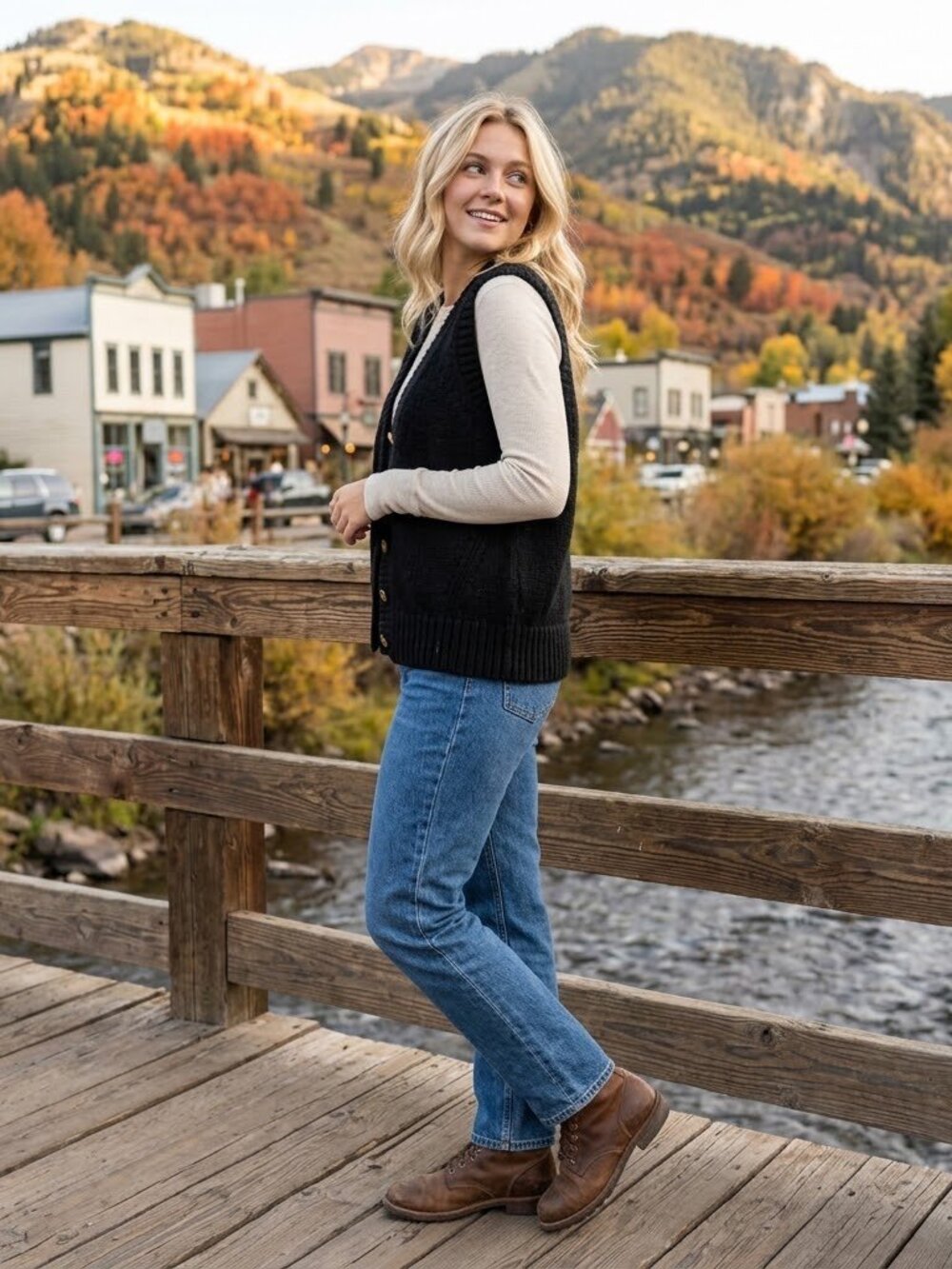 Tuckernuck Black Chunky Wool Blend Vest Size Large Academia - Picture 2 of 9